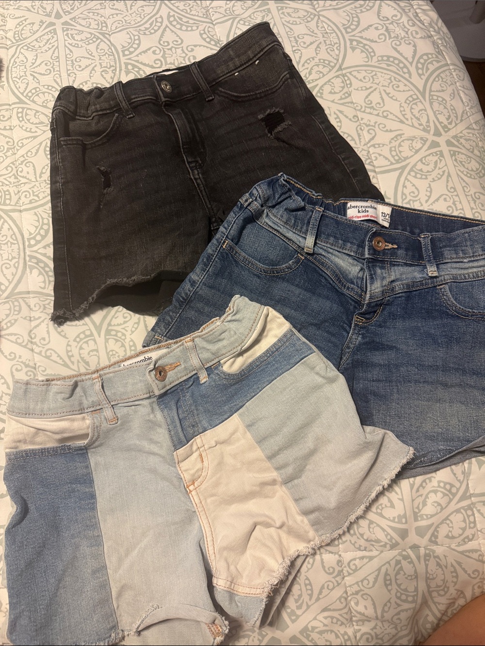 Abercrombie & Fitch Girls Denim Short Set - Black, Medium Blue, Light Wash